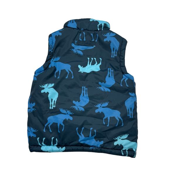 HATLEY Dinosaur Reversible Puffer Vest Blue Size 3 Kids Polyester Zip Pockets - Picture 2 of 6